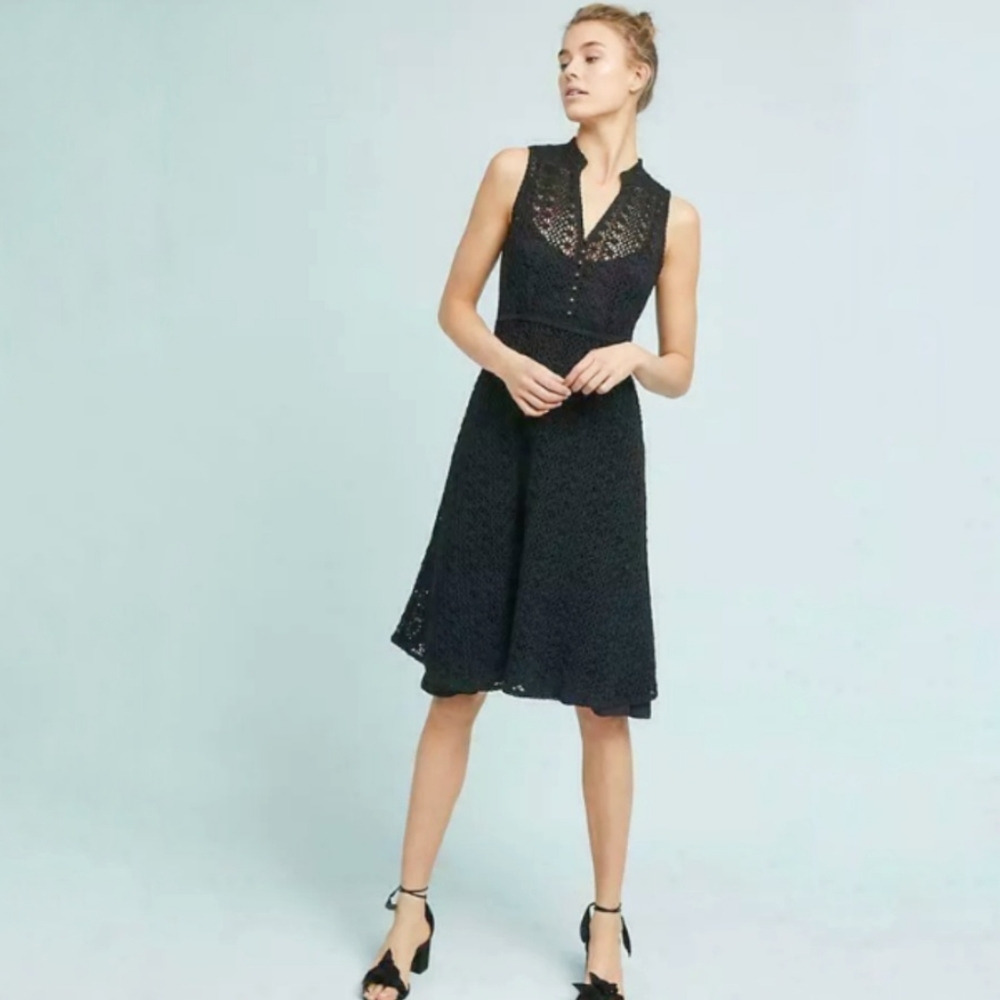 Anthropologie Black Midi Dress